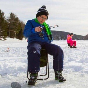 Ice fishing in the middle of Deep Creek lake
