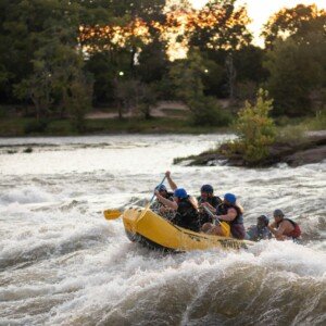 Whitewater rafting in man-made waterpark